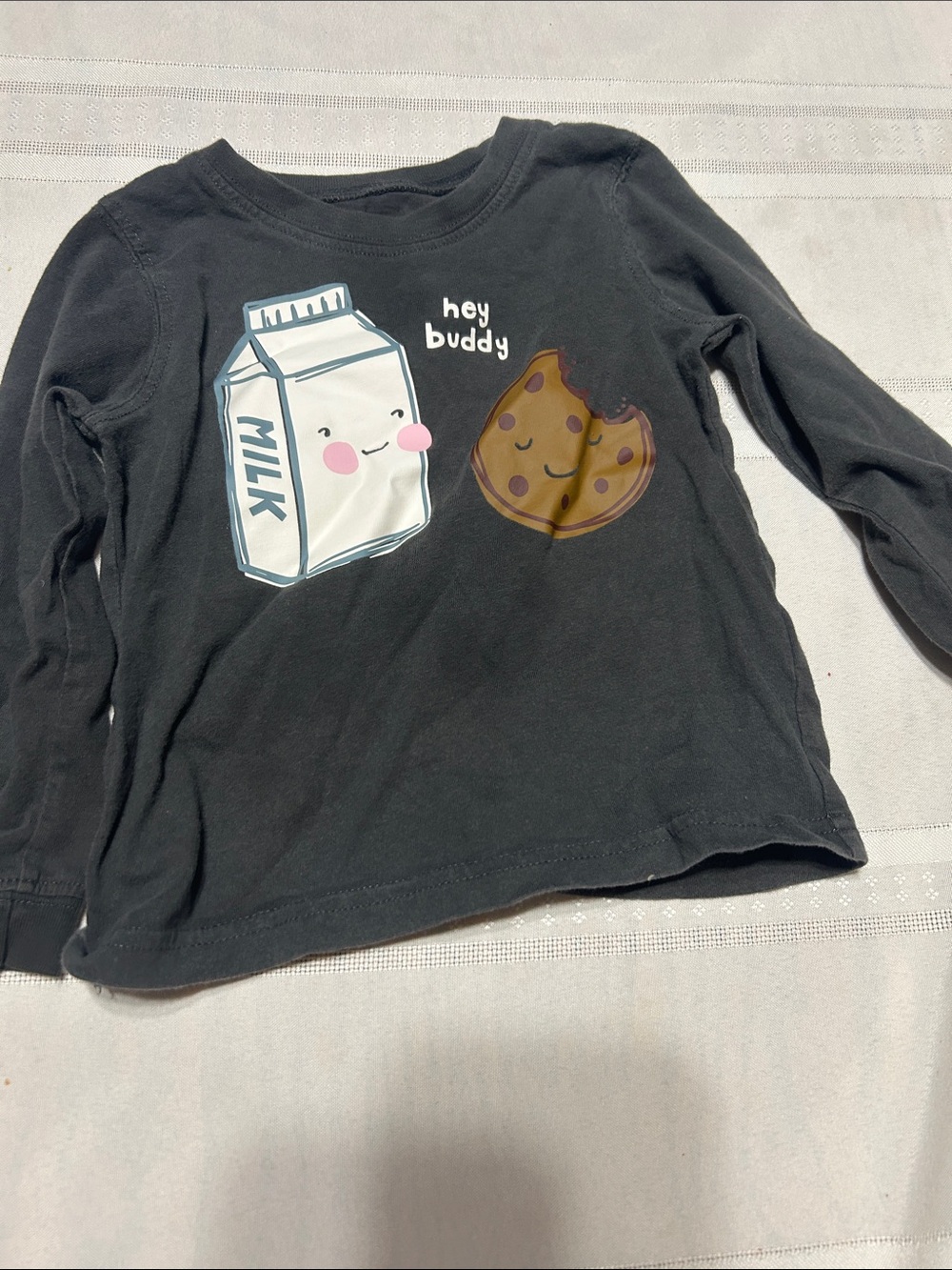 Carter's Black Long-Sleeve 'Hey Buddy' Milk & Cookie Graphic Tee